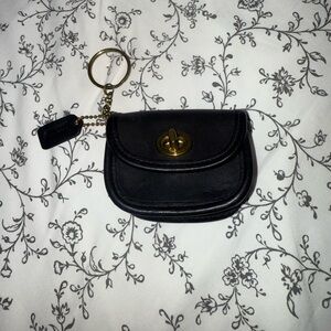 Vintage Coach black leather mini coin purse